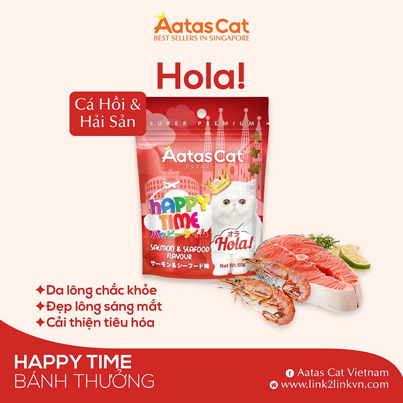 Snack Aatas Cat Happy Time bánh thưởng cho mèo nhiều vị gói 60g