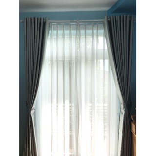 Set rèm cửa chính tông màu xám - Chống nắng HQ cao cấp - May kiểu khoen ore - Kích thước theo yêu cầu khách hàng