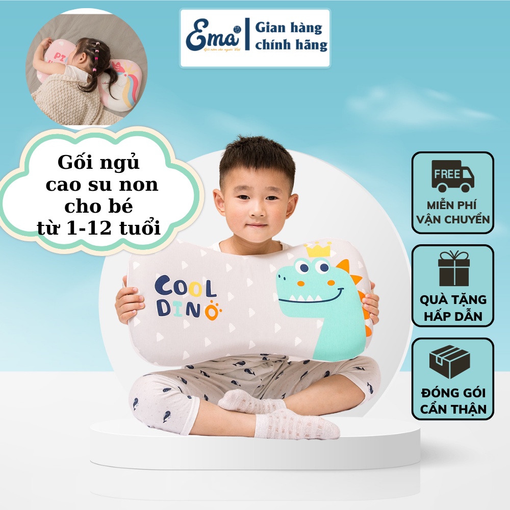 Gối cao su non cho bé từ 1-12 tuổi hình thú Ema, Gối chống bẹp đầu cho trẻ em cao cấp