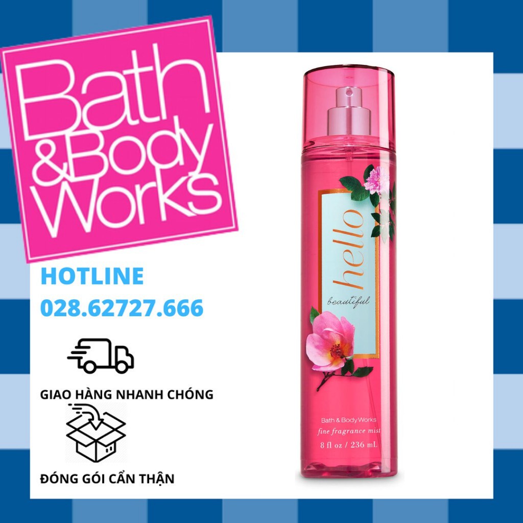 Xịt Thơm Toàn Thân Bath And Body Works - Hello Beautiful Body Mist (236ml)