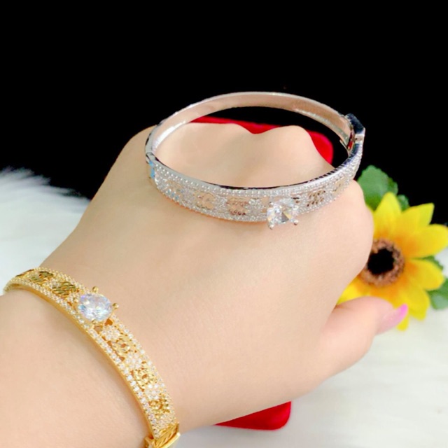 Vòng tay kiểu cao cấp dát vàng 18k dát bạch kim