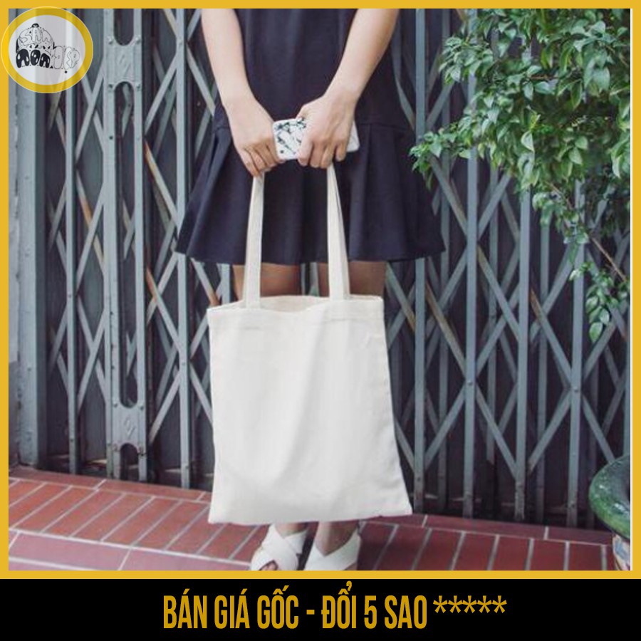 Túi vải tote nữ Canvas trơn trắng,đen có khóa kéo - Săn Nón Đẹp