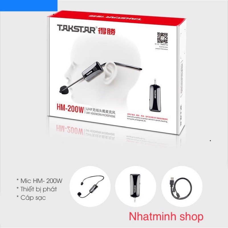 [Mã ELHACE giảm 4% đơn 300K] Mic không dây TAKSTAR HM-200W sóng  UHFHeadworn Microphone, mic đeo tai trợ giảng