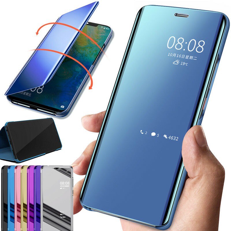 Ốp Bao Da Điện Thoại Nắp Lật Gương Cứng Cho Samsung Galaxy A5 A7 2017 A20E A9 Ốp