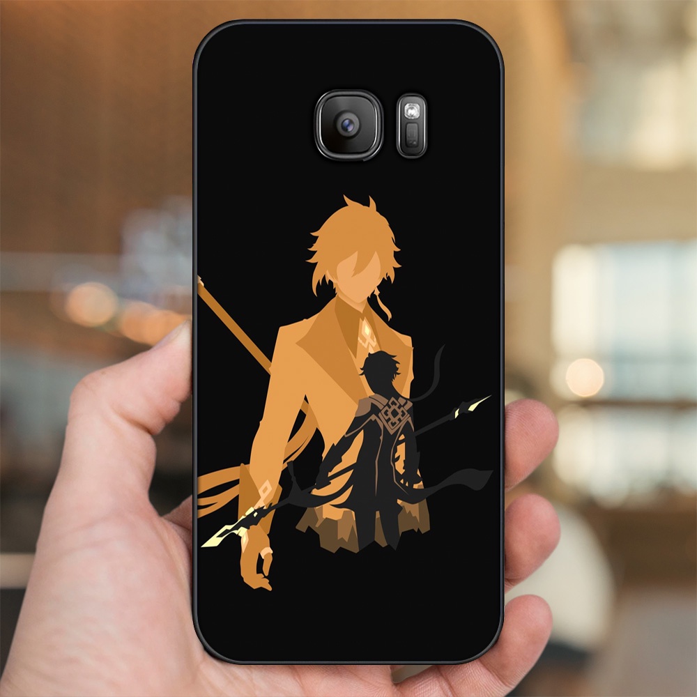 Ốp lưng Samsung S6, S6 Edge, S6 Edge Plus, S7, S7 Edge viền đen in hình Zhongli Genshin Impact