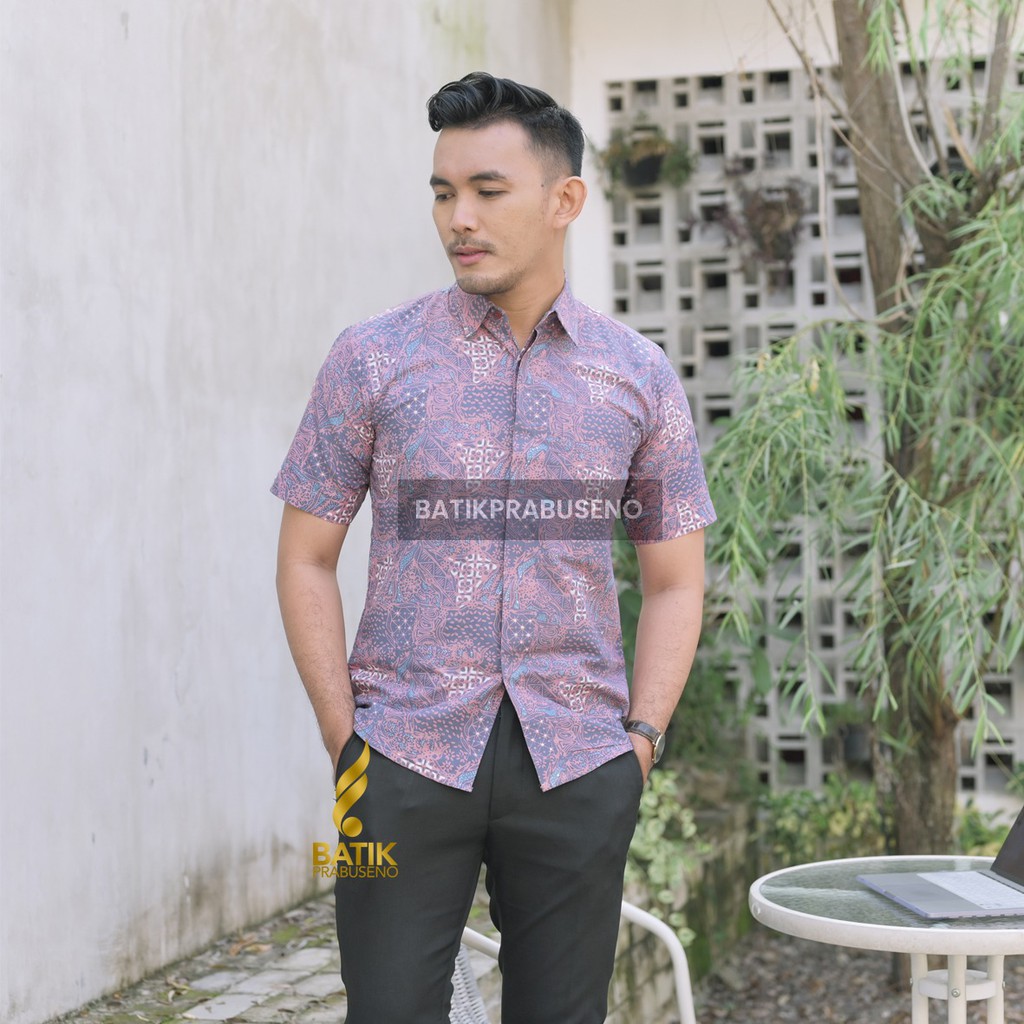 Jagad MOTIF Áo Sơ Mi Cotton Tay Ngắn Màu Tím Mỏng Phong Cách Hiện Đại Mới Nhất Chính Hãng Cho Nam 2022