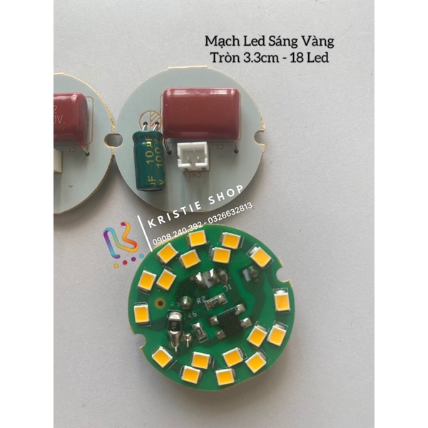 ✨ Bo mạch màu vàng dùng cho tất cả đèn thờ pha lê 1 Bo 18 Chip Led Tròn 3.3 cm siêu bền siêu sáng ✨