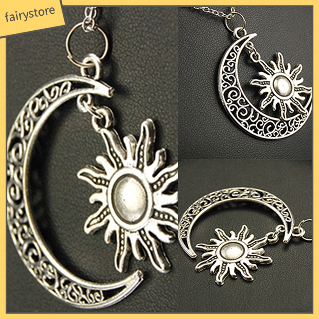 Vòng cổ hợp kim mặt hình mặt trăng mặt trời thiết kế thời trang cổ điển cho nam và nữ
