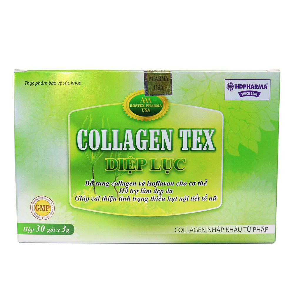 Diệp lục Collagen Tex hỗ trợ đẹp da chống lão hoá cho phụ nữ hộp 30 gói