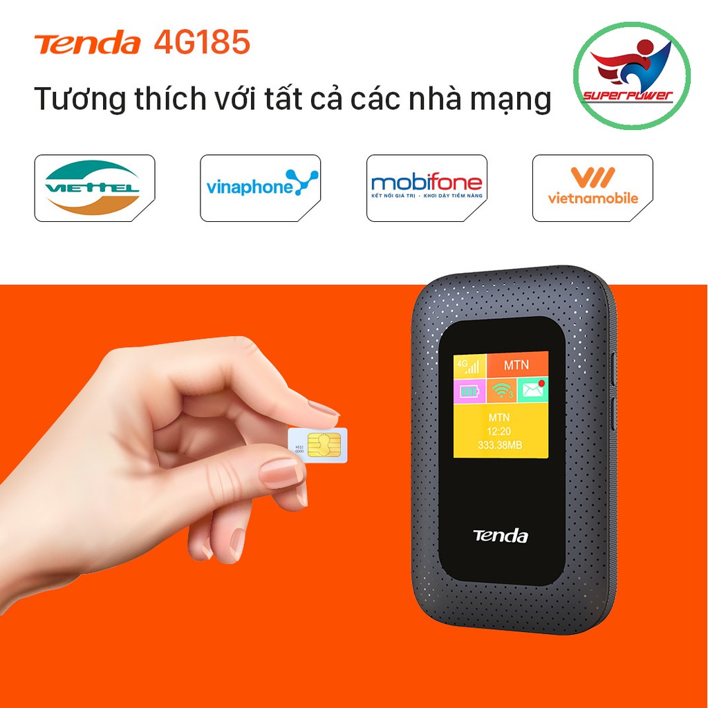 [Mã 254ELSALE giảm 7% đơn 300K] Bộ phát sóng Wifi Tenda 4G185 Superpower - Hàng chính hãng