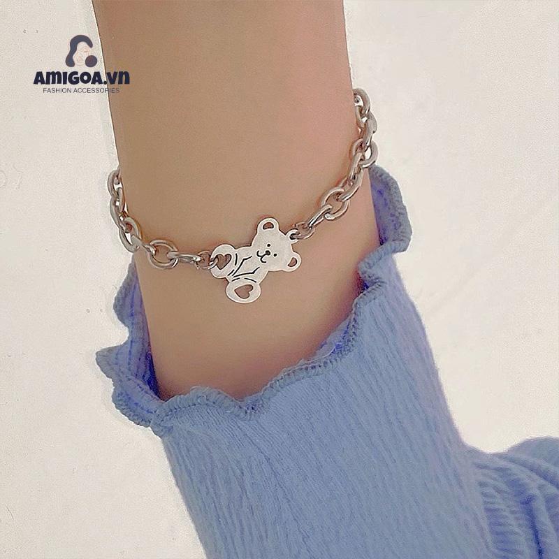 ✨✨Vòng Tay Mạ Bạc Mặt Hình Gấu Nhỏ Thời Trang Hàn Quốc Dành Cho Nữ