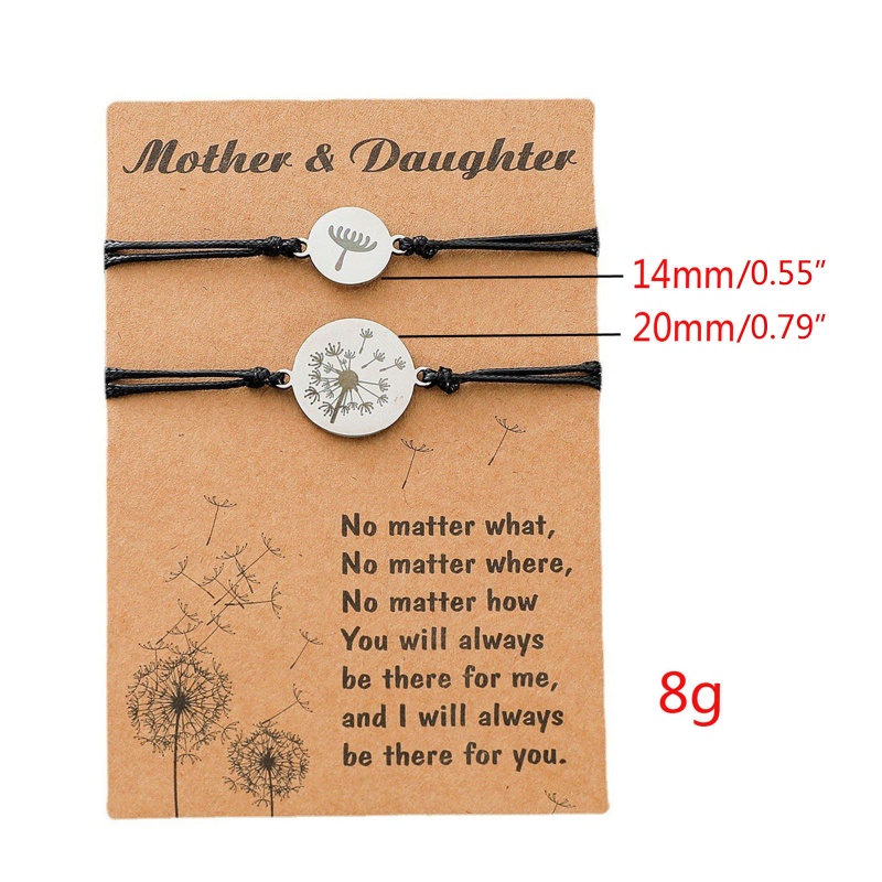 Bộ 2 Vòng Tay Hoa Bồ Công Anh Bằng Thép Không Gỉ Có Thể Điều Chỉnh Cho Mẹ Và Bé