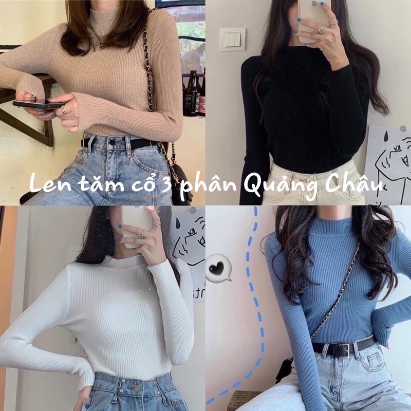 Áo len tăm cổ 3 phâm cm hàng Quảng Châu mềm mịn