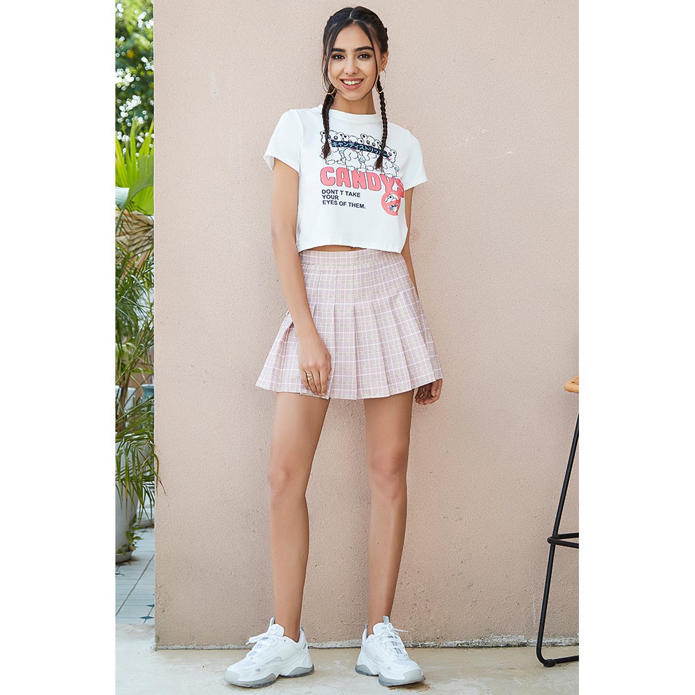 Áo croptop Lovito in chữ thời trang L02003 màu trắng | BigBuy360 - bigbuy360.vn