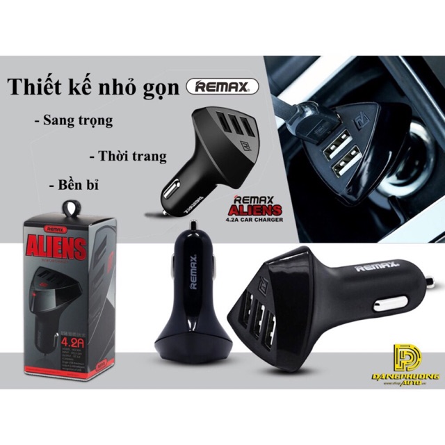 Củ sạc ô tô 3 cổng USB Remax RCC-304 chính hãng