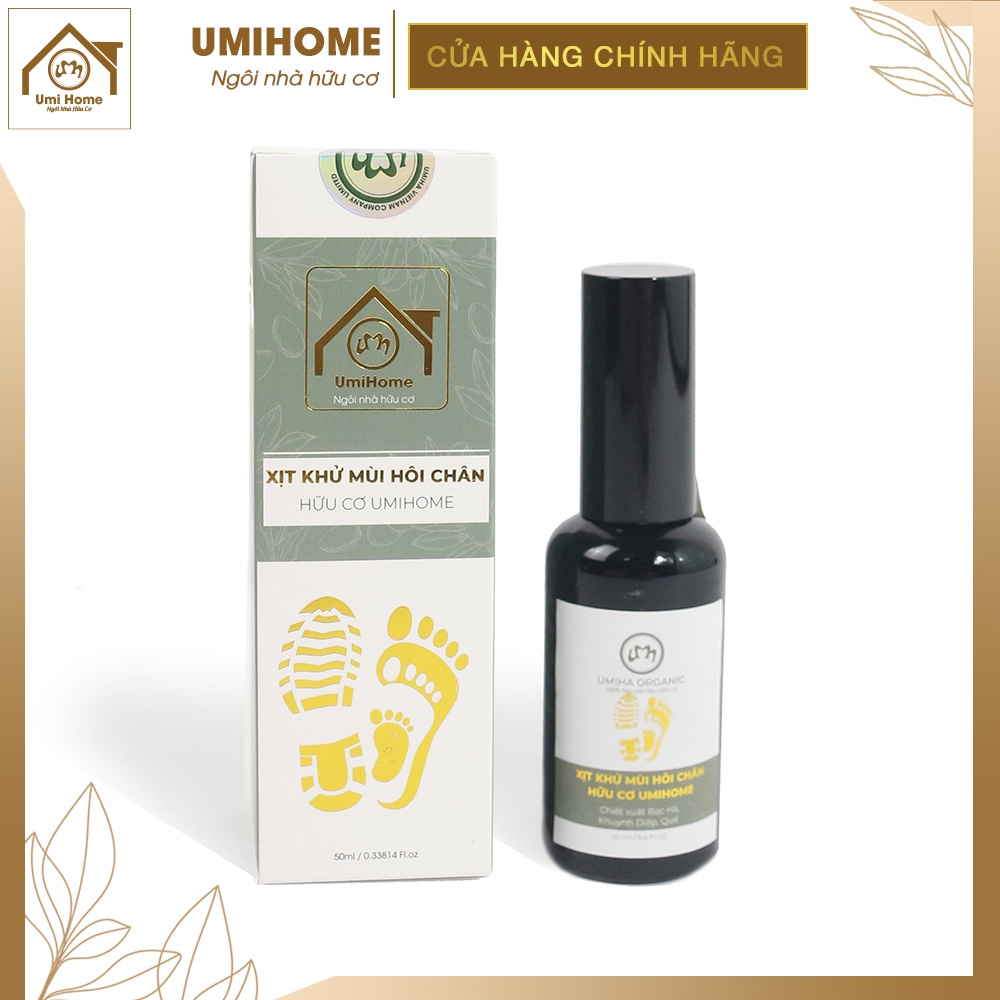 Xịt khử mùi hôi chân và giầy UMIHOME hữu cơ 50/100ml hương Bạc Hà thơm mát, sử dụng nhanh tiện lợi