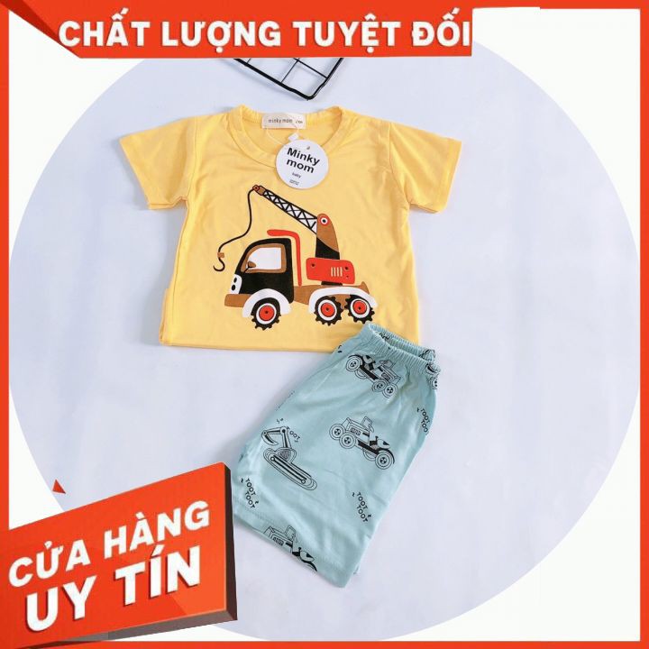 Bộ Cộc Tay  Thun Lạnh Minky Mom Nhiều Hình Ngộ Nghĩnh Cho Bé Trai Có 5 Màu