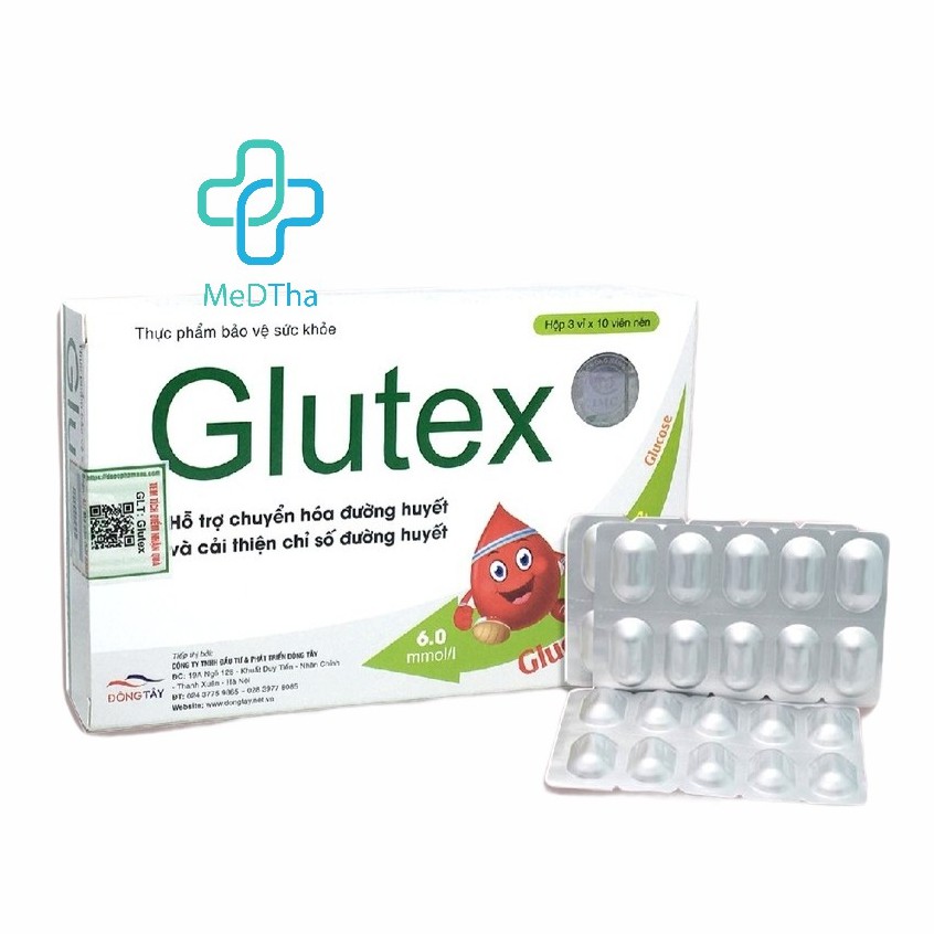 Glutex - Hỗ Trợ Hạ Đường Huyết, Ổn Định Đường Huyết, Ngăn Ngừa Biến Chứng Tiểu Đường (Hộp 30 viên) [Chính Hãng]