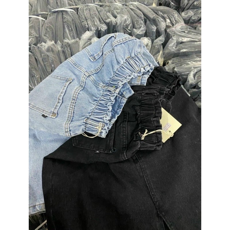 Chân Váy Jeans cạp Chun Xẻ tà