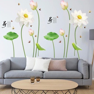 Decal dán tường kết hợp đầm sen trắng sk9272 + sk9272 zooyoo