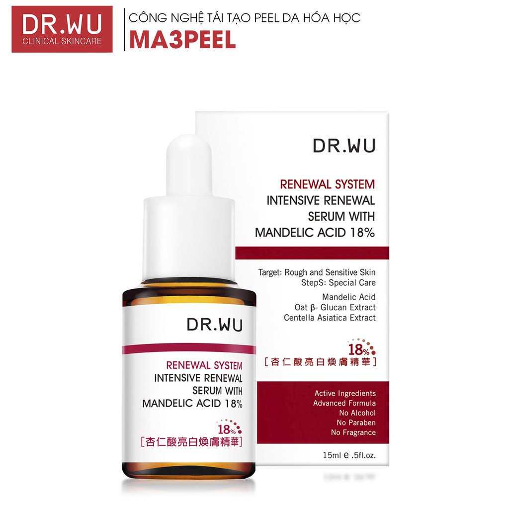 Serum Tái Tạo Da Dr. Wu mandelic acid 18% 5ml, 15ml và 30ml
