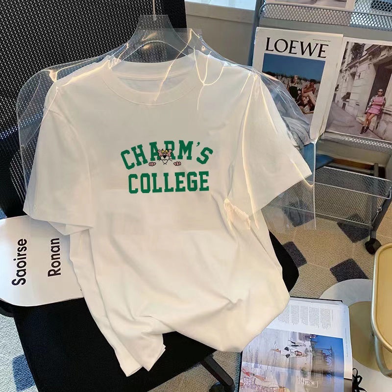 Áo Thun Tay Ngắn In Chữ Dễ Thương Thời Trang Mùa Hè Cho Nữ