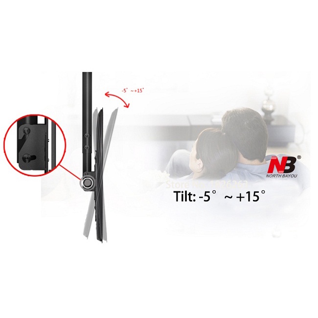 Giá treo tivi thả trần NB T560 32-70 inch, tải trọng 68kg, tâm lỗ 60x40cm tối đa, treo trần hoặc treo tường được