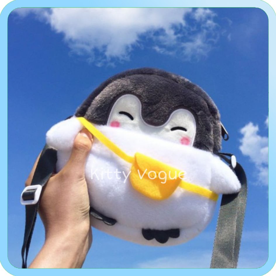 Túi đeo chéo chú chim cánh cụt đeo túi vàng dễ thương, cute
