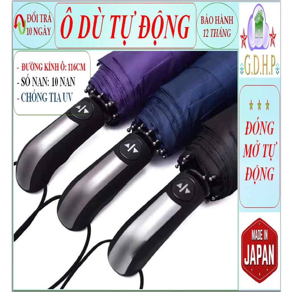 Ô Tự Động Gấp Gọn Đóng Mở 2 Chiều . Ô bấm tự động bằng 1 tay che nắng mưa cao cấp
