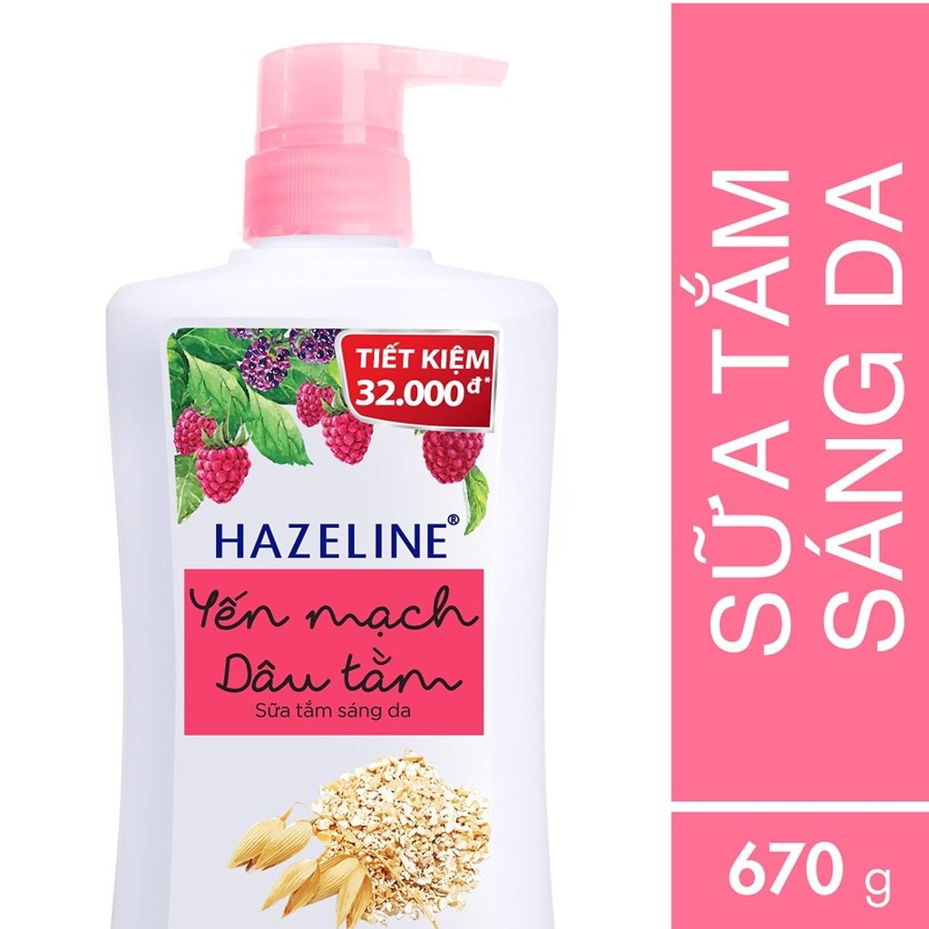 Sữa tắm Hazeline Yến Mạch Dâu Tằm / Matcha lựu đỏ 670g + Tặng khăn hoặc dép đi biển | BigBuy360 - bigbuy360.vn