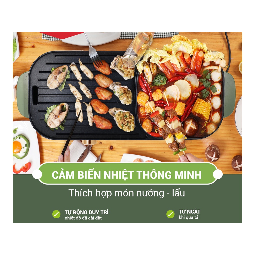 Bếp lẩu nướng điện Nagakawa NAG3104 2 chức năng