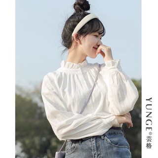 [Hàng Order] Áo Sơ Mi Kiểu Nữ Màu Trắng Đẹp Dài Tay Phong Cách Ulzzang Vintage Hàn Quốc Cao Cấp