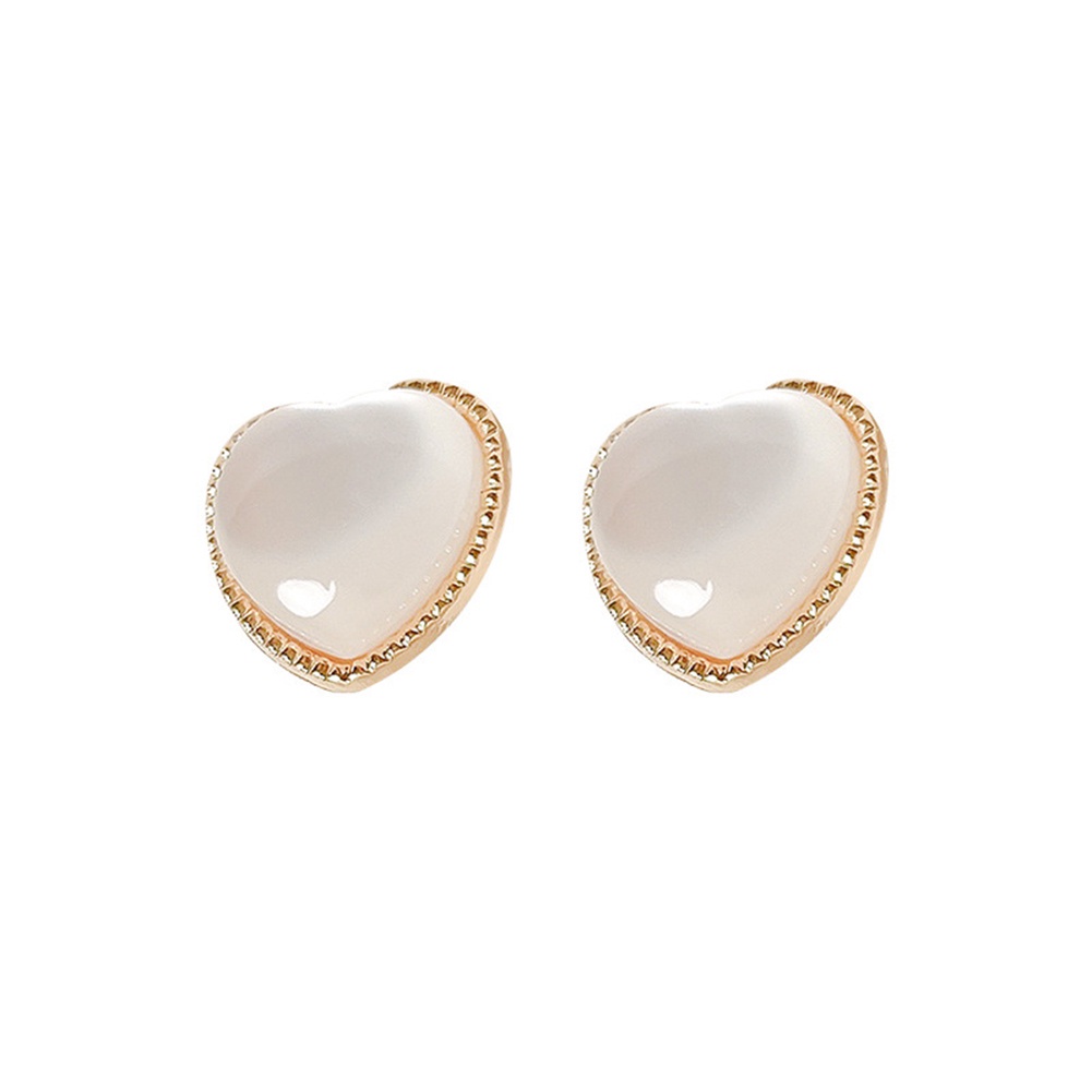 Bông Tai Hình Trái Tim Đính Đá Opal Sang Trọng Cho Nữ