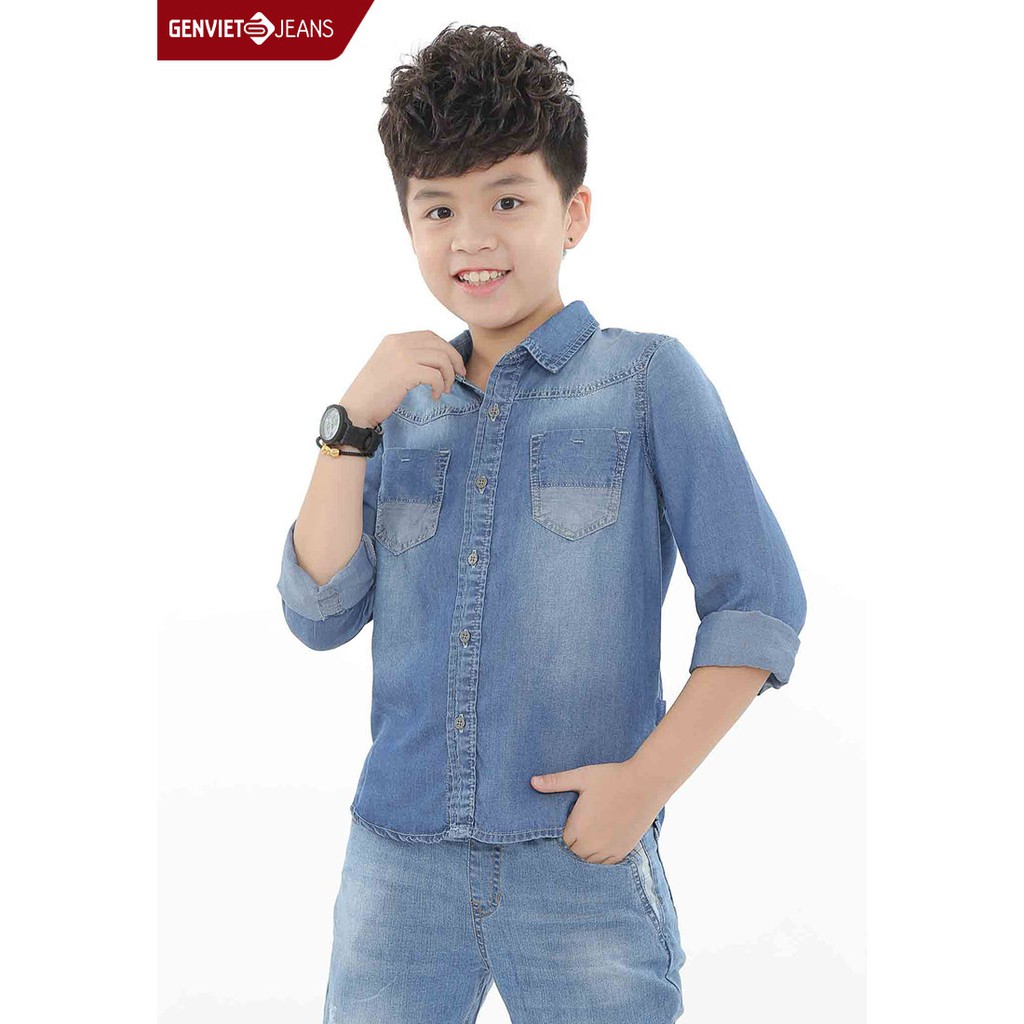 Áo sơ mi dài tay jeans bé trai N3121J472 GENVIET