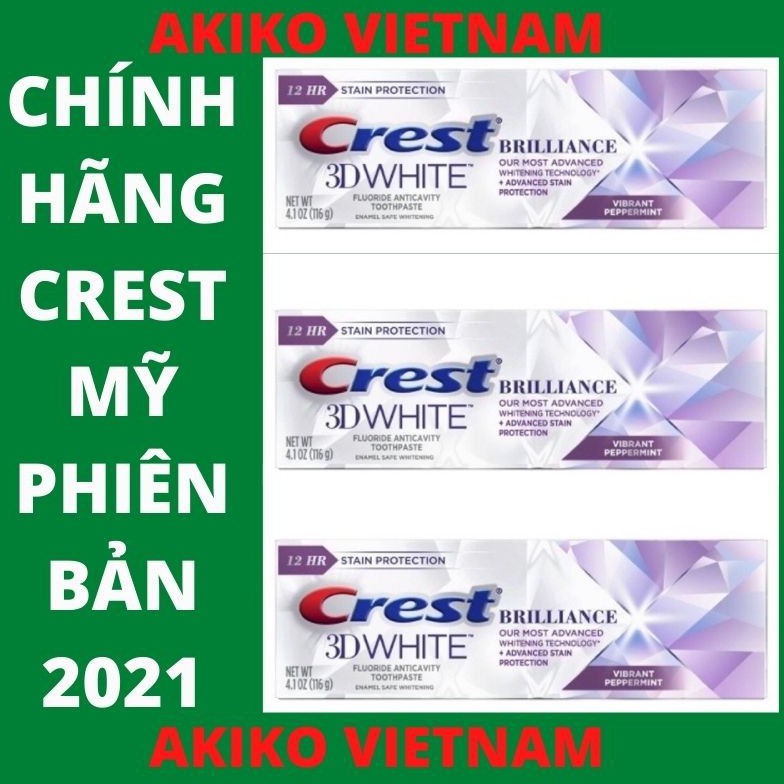 Kem đánh răng crest ❤ FREESHIP ❤ Crest 3D White Brilliance 116gr hộp Mới chính hãng – Kem trắng răng