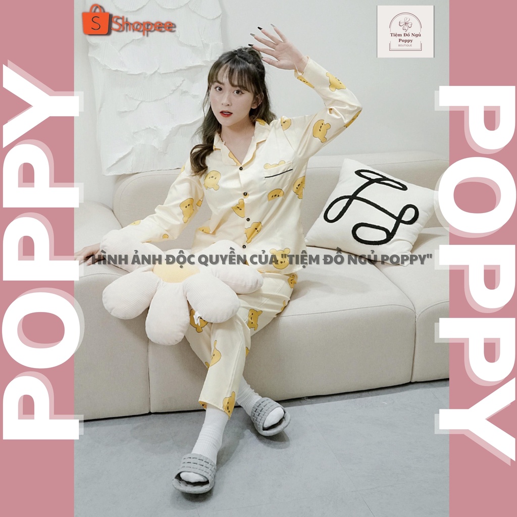 Đồ bộ pijama dài tay chất liệu kate thái Pyjama nữ hàn quốc đẹp bộ ngủ nữ dài tay cao cấp đẹp POPPY dài tay