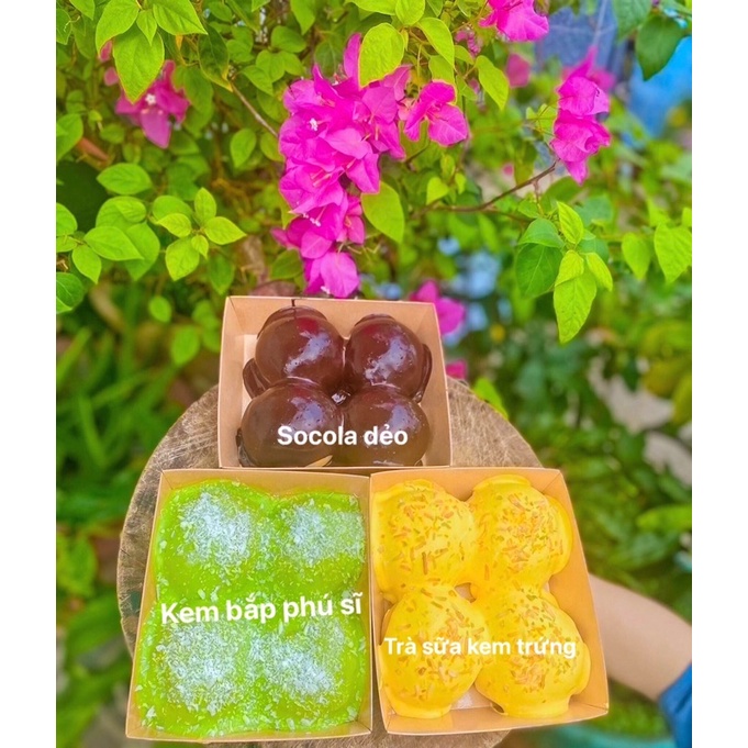 Bánh mì trà sữa trân châu kem trứng dừa nướng