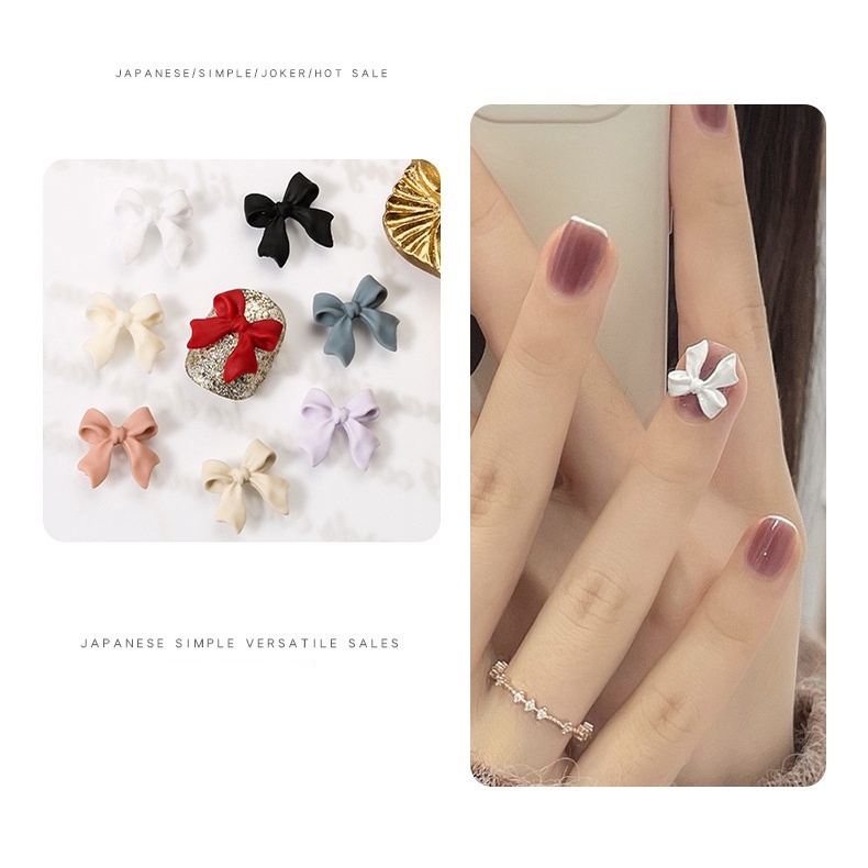 Phụ Kiện Trang Trí Móng Tay Hình Nơ Trắng Đen 3D DIY