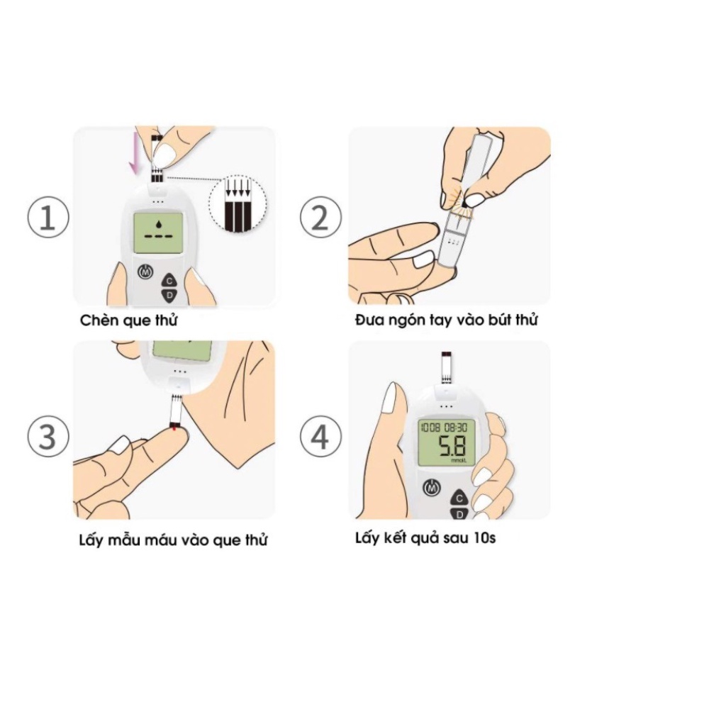 [Quà tặng không bán] Máy Đo Đường Huyết Sinocare Safe Accu - 50 Que Và 50 Kim