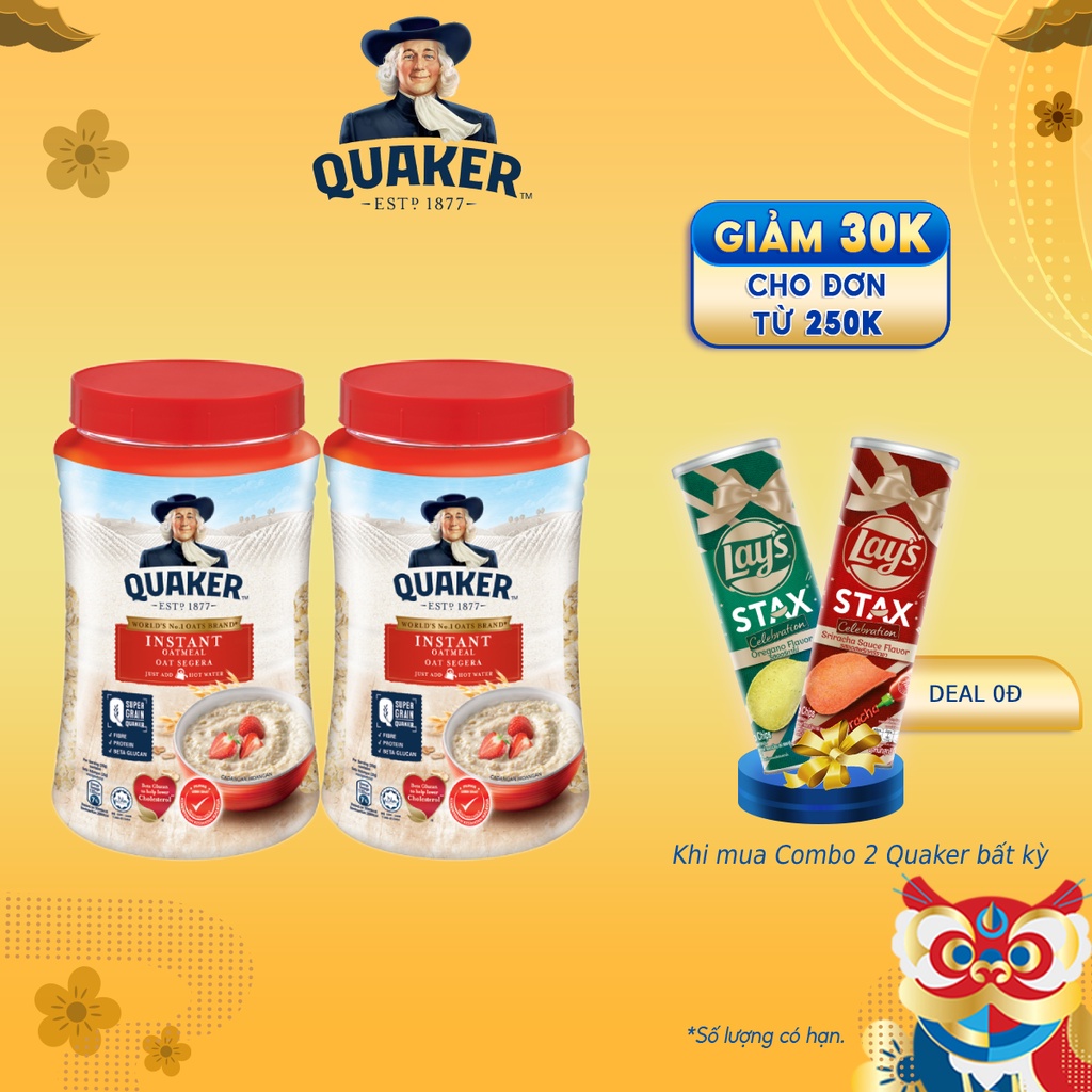 Combo 2 hũ Yến Mạch Ăn Liền Quaker 600g/hũ