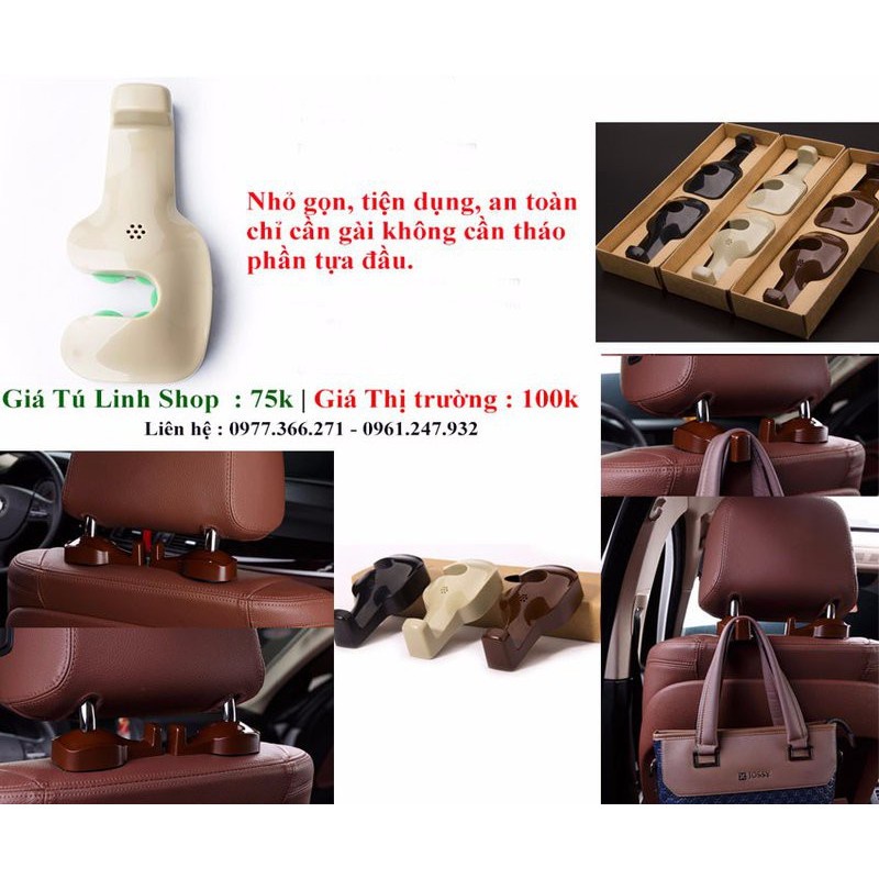 Móc treo đồ trên ô tô gài sau ghế tiện lợi, nhỏ gọn, chắc chắn, đa năng