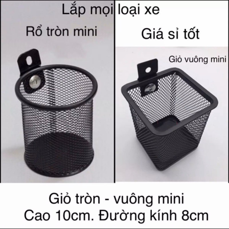Giỏ cốc (vuông/tròn) gắn xe máy, phù hợp mọi dòng xe