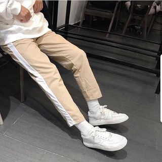 quần kaki basic kẻ trắng
