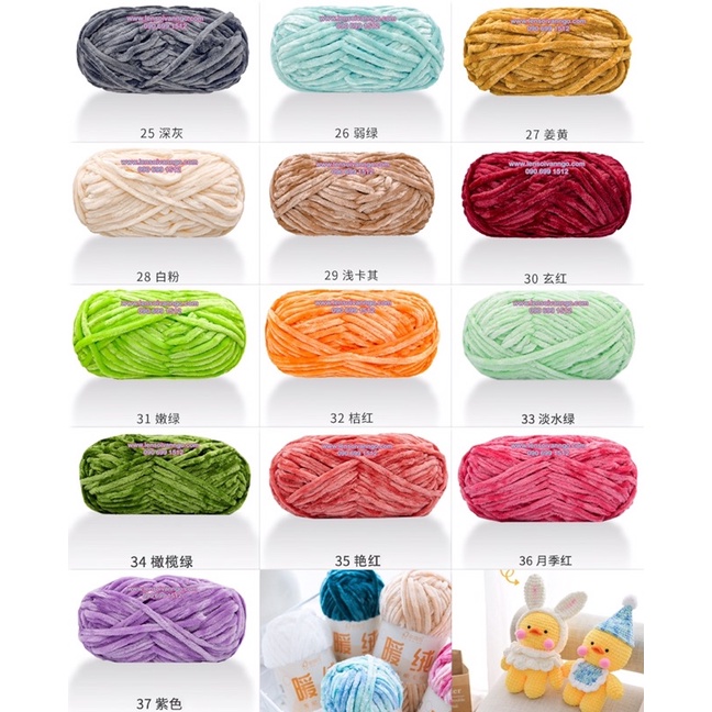 Combo 10 cuộn Len nhung Chenille