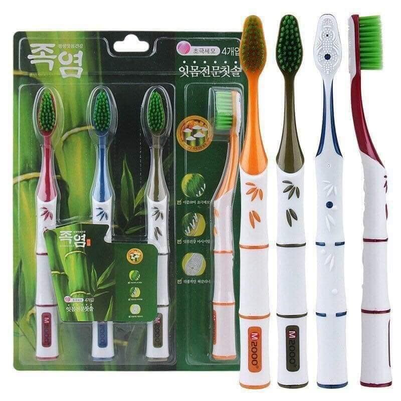 Vỉ 4 bàn chải đánh răng sợi tre