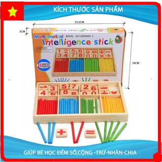 [3 Trong 1] Bộ Học Toán Kèm Số Và Que Tính Bằng Gỗ Cho Bé