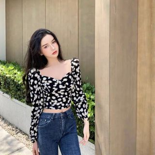 (SẴN) Áo croptop hoa cúc M8
