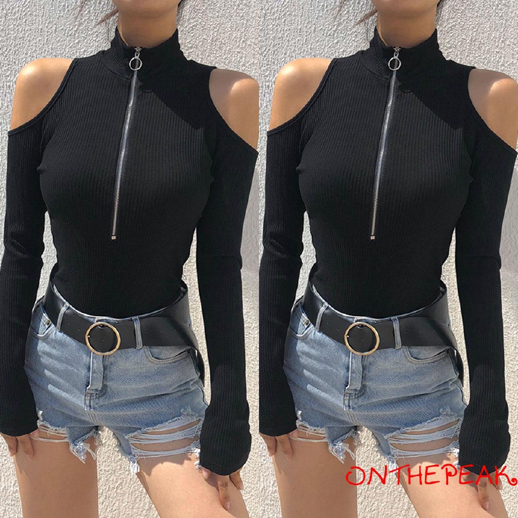 Áo bodysuit tay dài khoét vai cá tính | WebRaoVat - webraovat.net.vn