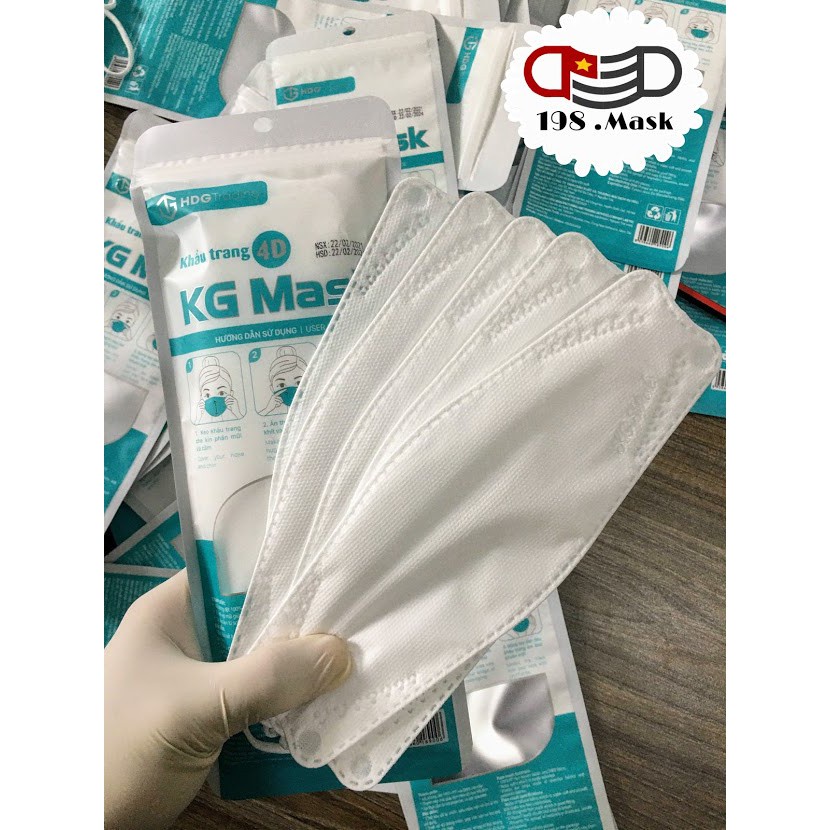 Khẩu trang 4D KG Mask KF94 phong cách Hàn Quốc túi 5 chiếc kháng khuẩn chống dịch , phòng chống giọt bắn kj95 chuẩn FDA
