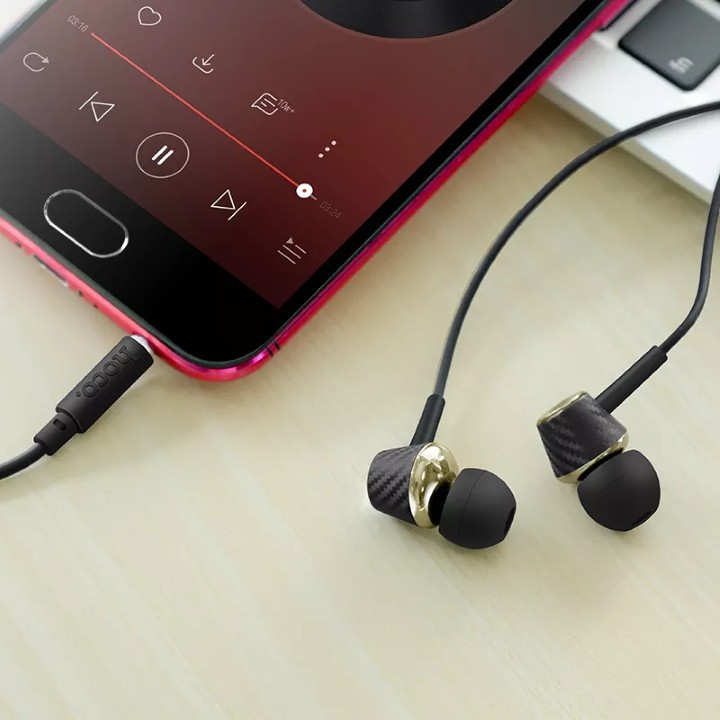 Tai Nghe Hoco M70 đệm cao su Tai nghe dây kết nối jack 3.5. Dùng cho Android, IOS - Bảo hành 12 tháng đổi mới